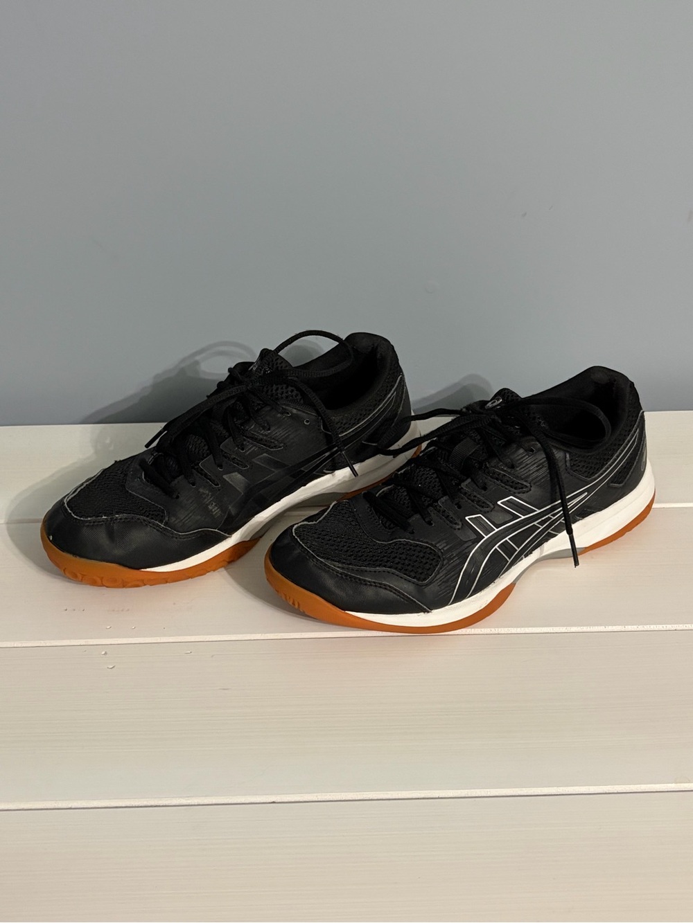 ASICS Women's Black Indoor Court Sneakers with Gum Sole